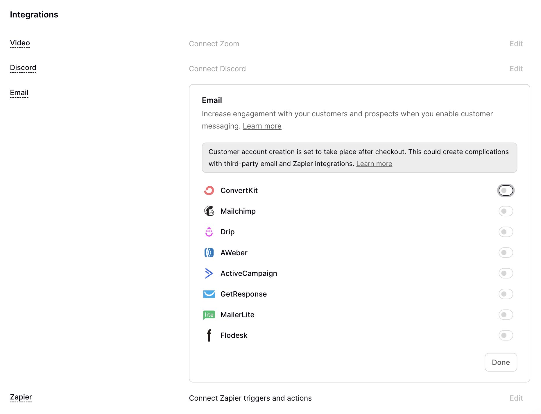 Podia Integrations