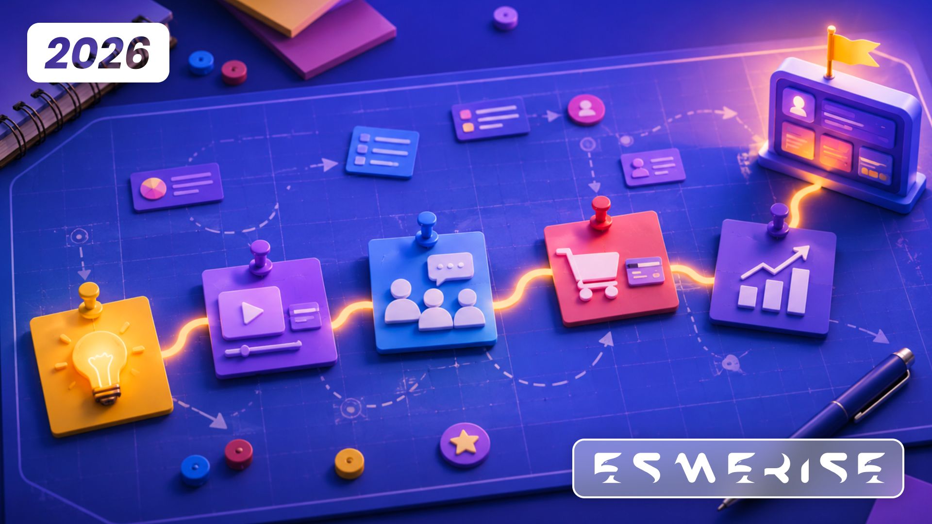 Interface Esmerise pour créer des formations avec modules, vidéos et quiz